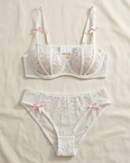 Sexy Ultra-Thin White Lace Bow Lingerie Set