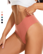 Women's Seamless Solid Color Drop Waist Thong 5-Pack