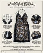 Plus Size Leopard Print Butterfly Tie Strap Side Slit Sexy Nightdress