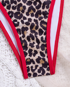 Sexy Colorblock Leopard Tie-Side Bikini Set