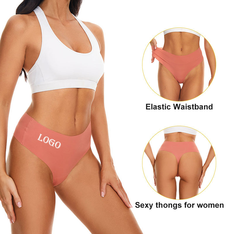 Women's Seamless Solid Color Drop Waist Thong