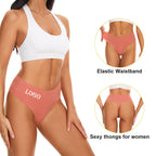 Women's Seamless Solid Color Drop Waist Thong