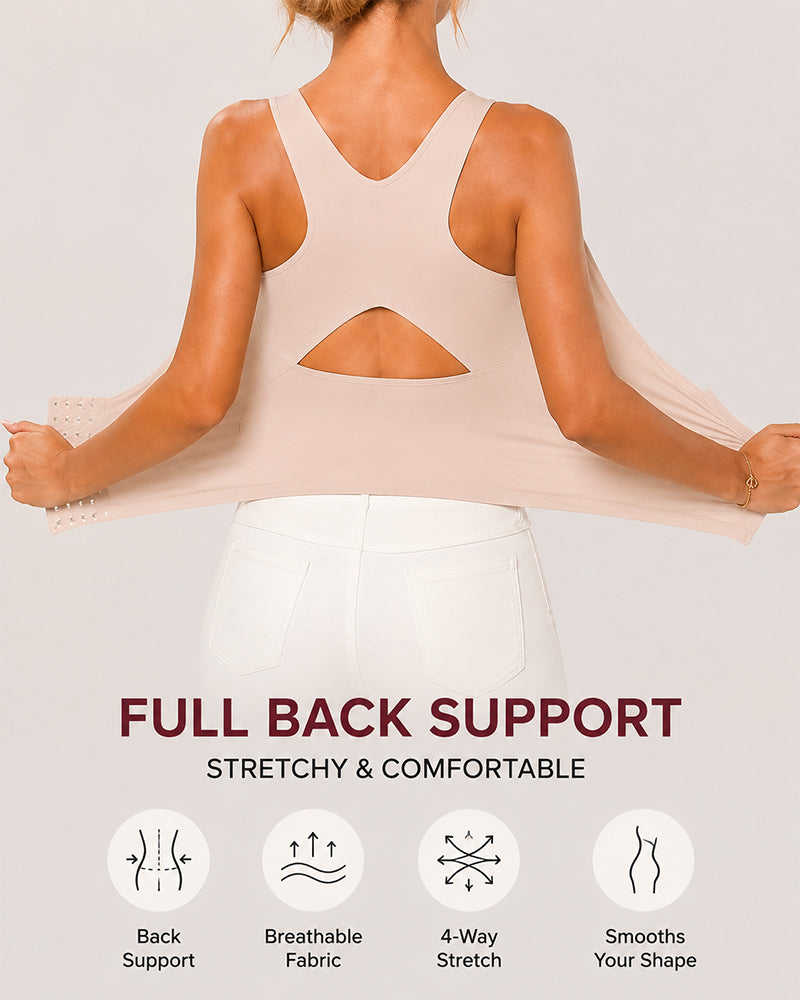 4-in-1 Seamless Front Closure Tummy Control Wire-Free Bra Crossback Shaping Vest