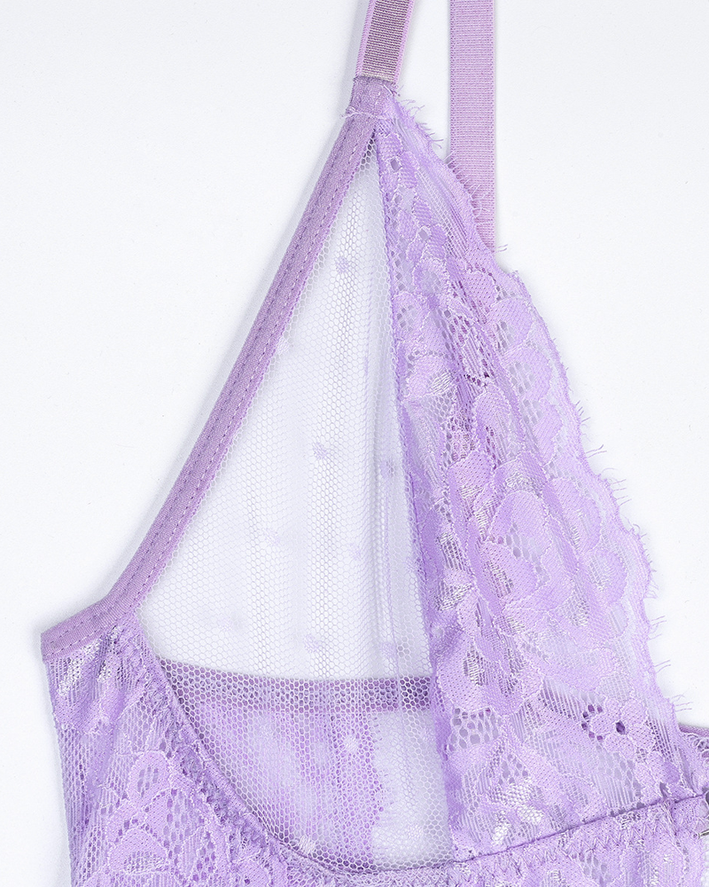 Sexy Polka Dot Sheer Mesh Lace Cami Slip Dress