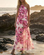 Elegant Pink Floral Printed Swimsuit Set