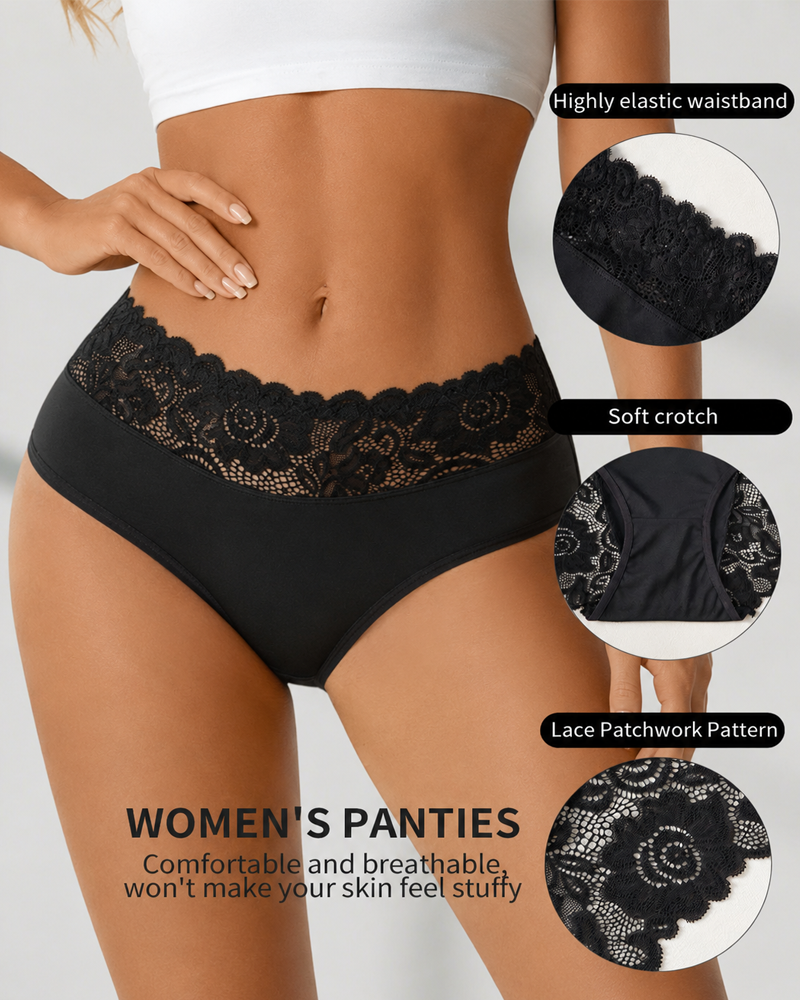 5-Pack Sexy Floral Lace High Elasticity Breathable Briefs