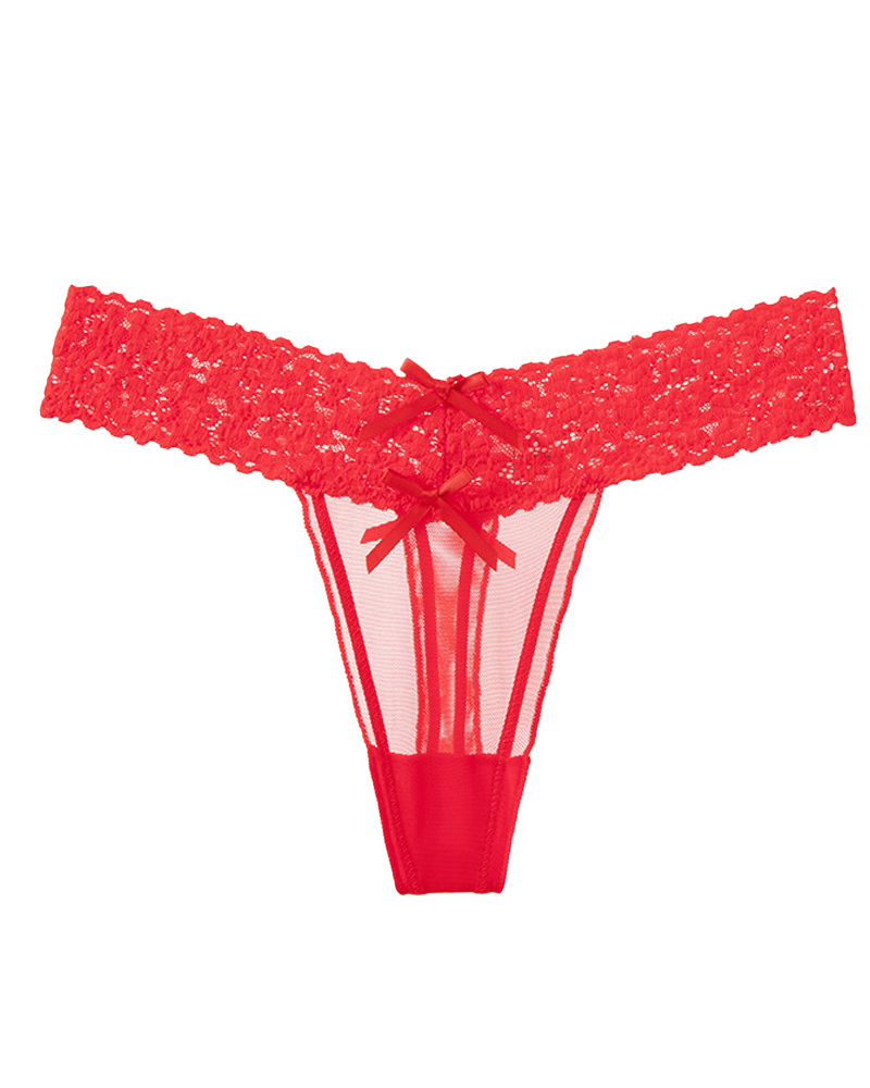 Floral Lace Cutout Thong Panties