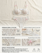 Sexy Ultra-Thin White Lace Bow Lingerie Set