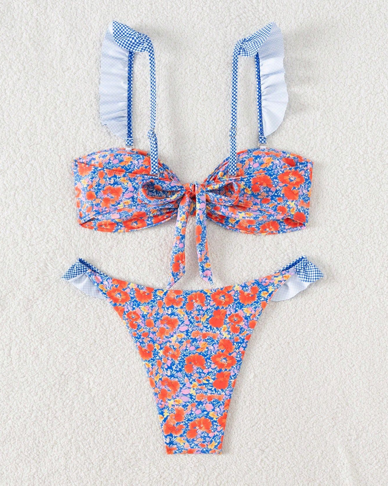 Vintage Ditsy Floral Two-Piece Bikini Swimsuit