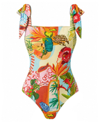 Adjustable Shoulder Straps Tropical Print Swimsuit Set