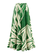 Elegant Green Botanical Print Swimsuit Set