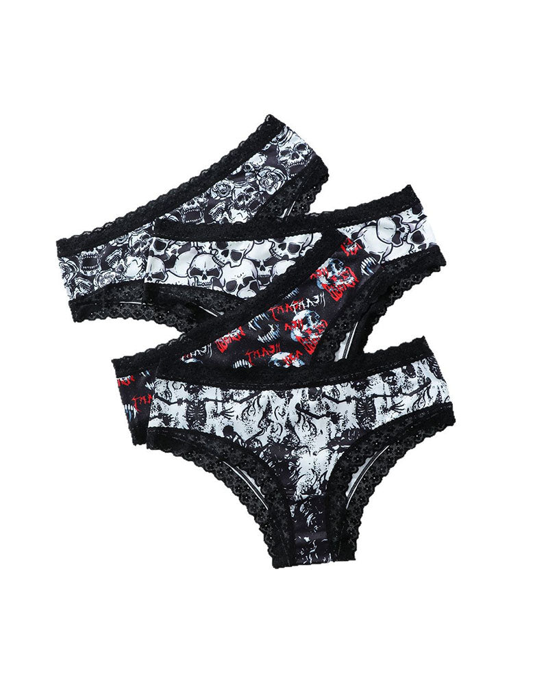 Rose Print Lace Trim High-Stretch Comfort Mid-Rise Women's Panties