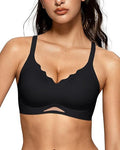 Scalloped Wireless Bras with  Mesh