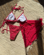 Sexy Lace Composite Fabric Mesh Bikini Set with Cover-Up Skirt