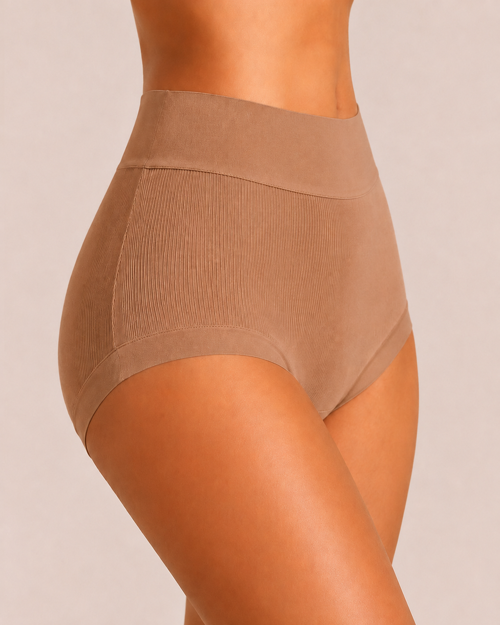5-Pack High Waist Ribbed Pure Cotton High Elastic Briefs