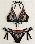 Ethnic Style Floral Print Women's Bikini Set