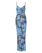 Leopard Print Contrast Color Spaghetti Strap Slim Fit Dress