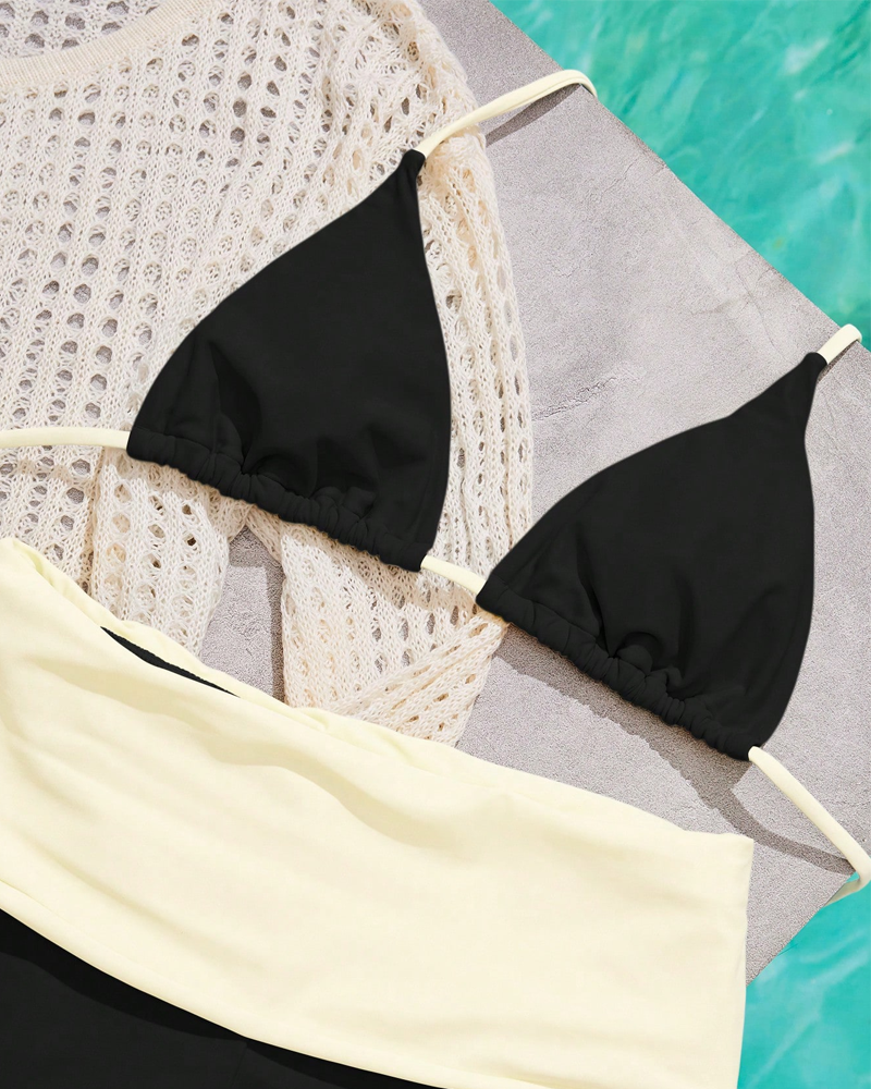 Women’s Resort Solid Halter Neck Bikini Two-Piece Set