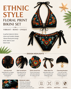 Ethnic Style Floral Print Women's Bikini Set
