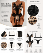 Sexy Leopard Print Open-Crotch Lingerie Set