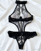 Sexy Embroidered Mesh Underwire Backless Bodysuit