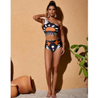 One Shoulder High Waist Bikini Swimsuit and Pants or Skirt