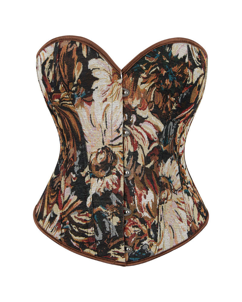Monet Oil Painting Vintage Fishbone Corset Tight Gather Court Shaping Top