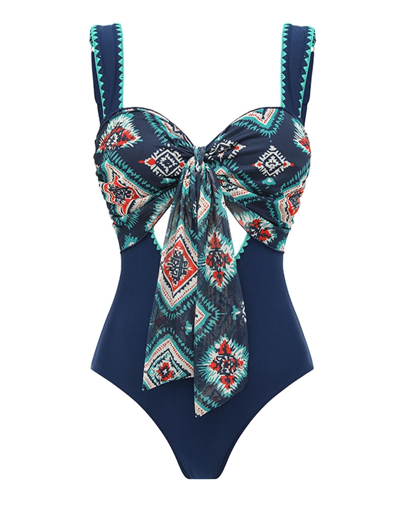Bow-detailed Cut-out Swimsuit set