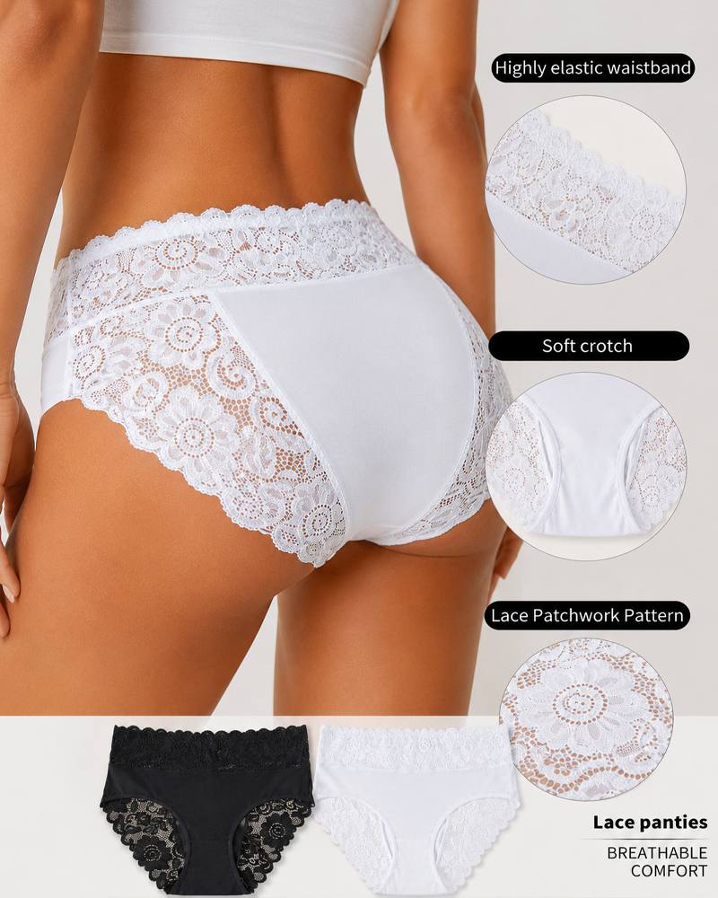 5-Pack Sexy Floral Lace High Elasticity Breathable Briefs