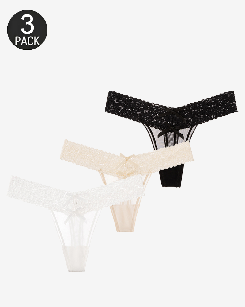 Floral Lace Cutout Thong Panties