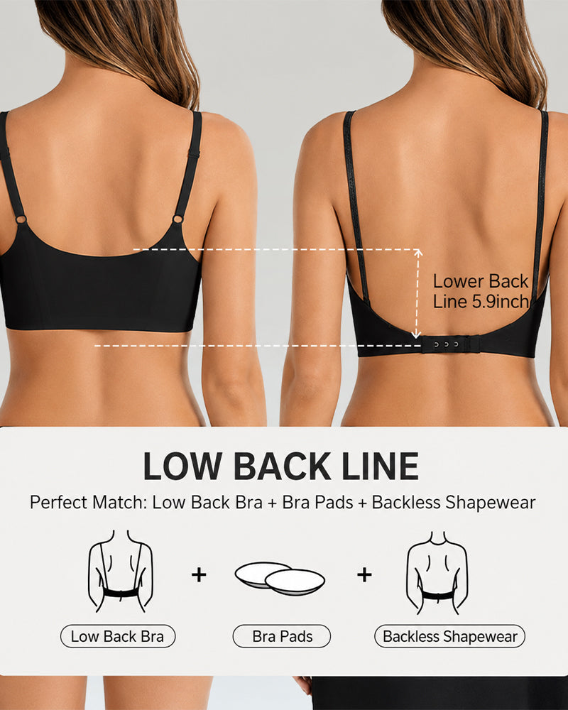 Women's Deep V Seamless Invisible Adjustable Strap Bra