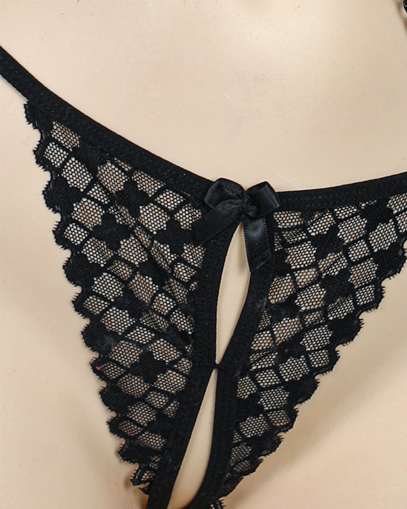 Sexy Metal Chain Cutout Lace Bodysuit
