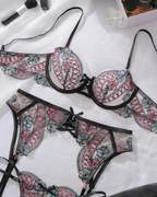 Sexy Floral Embroidered Lace Lingerie Set