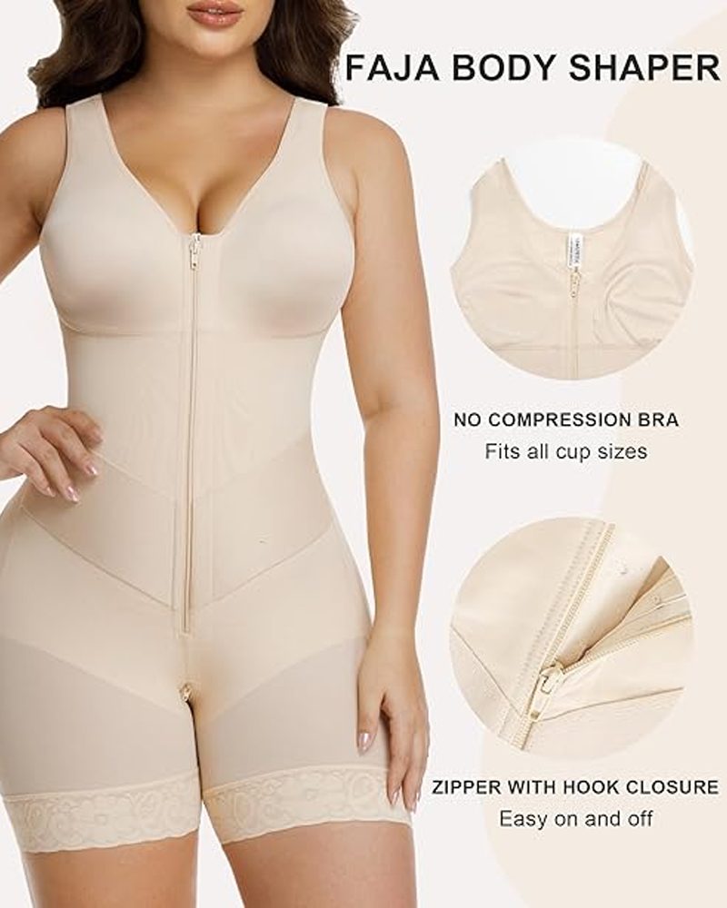 Women's V-shaped Elastic Band Design S-curve Shaping and Tummy Control Bodysuit