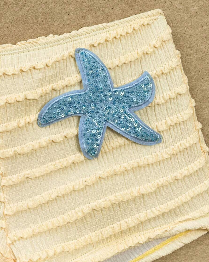 Halter Neck Starfish Sequin Embroidered Two-Piece Bikini Set