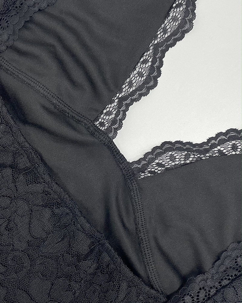Sexy Lace V-Neck Backless Slim Fit Bodycon Dress