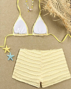 Halter Neck Starfish Sequin Embroidered Two-Piece Bikini Set