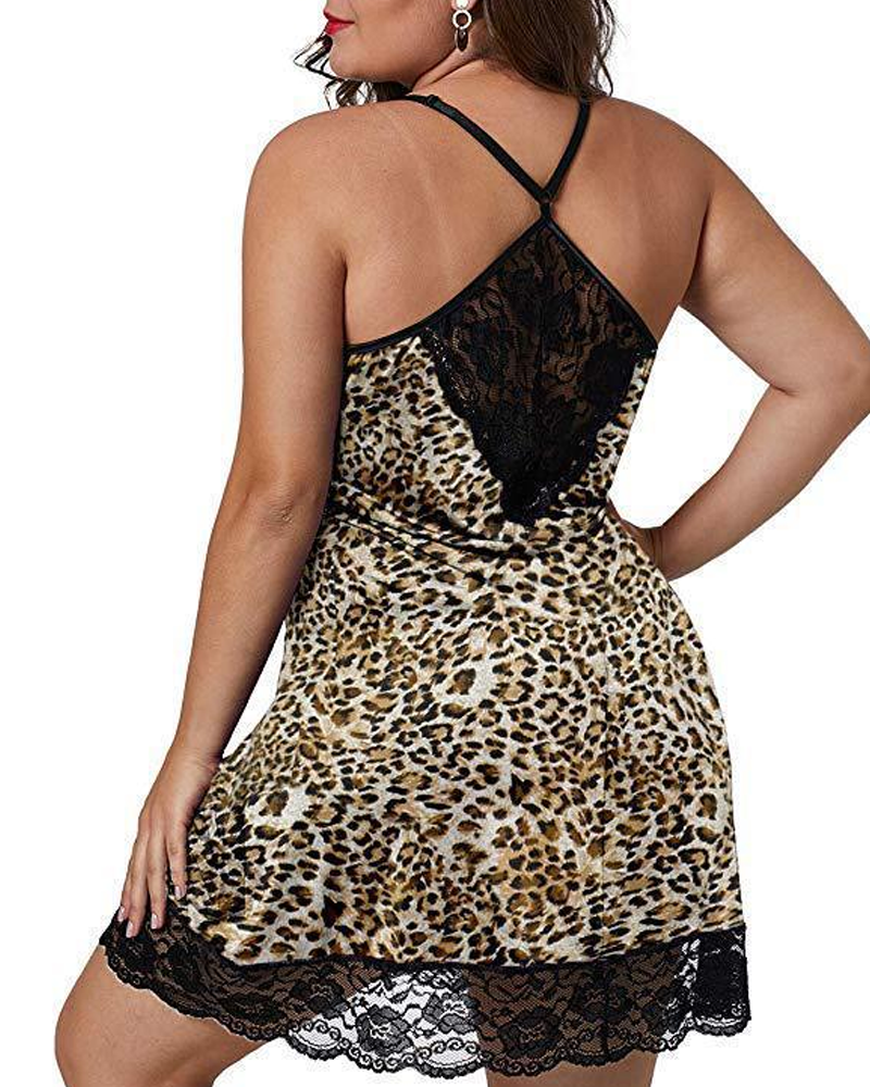Plus Size Lace Patchwork Color Block Cami Nightgowns