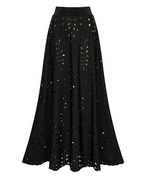 Black One-Shoulder Tummy Control Laser-Cut Floral Swimsuit Set