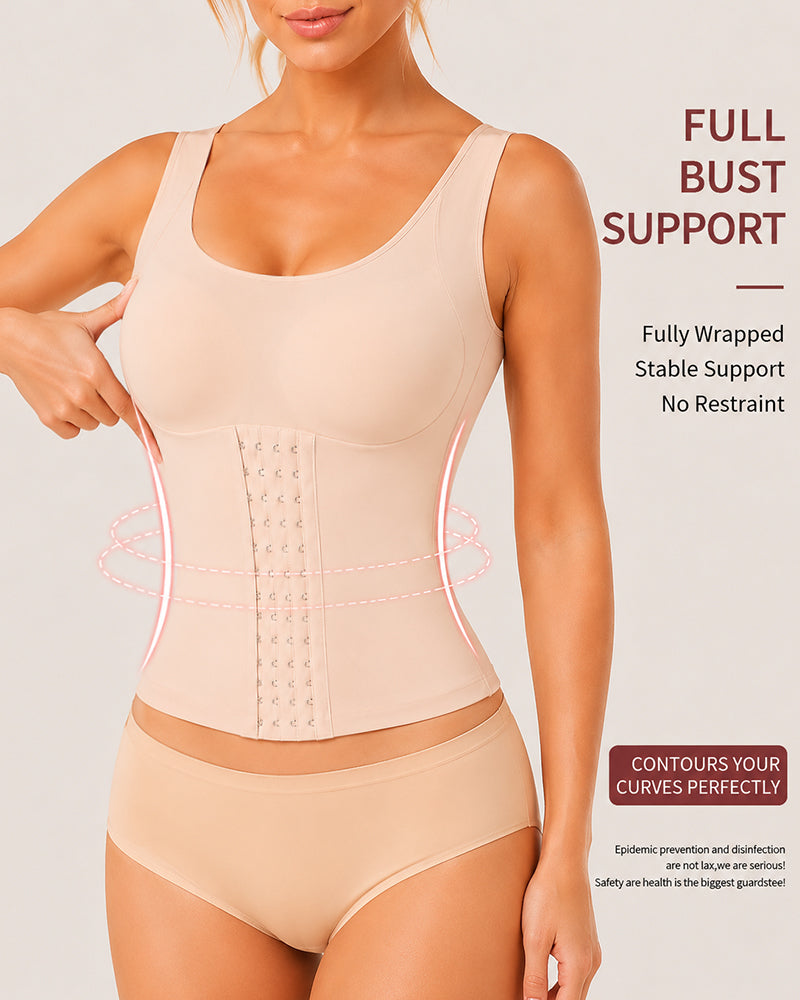 4-in-1 Seamless Front Closure Tummy Control Wire-Free Bra Crossback Shaping Vest