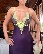 Sexy Lace Mesh Patchwork Contrast Color Babydoll Nightgowns