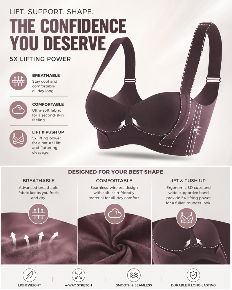 Wireless Seamless Push-Up Bra with Side Support