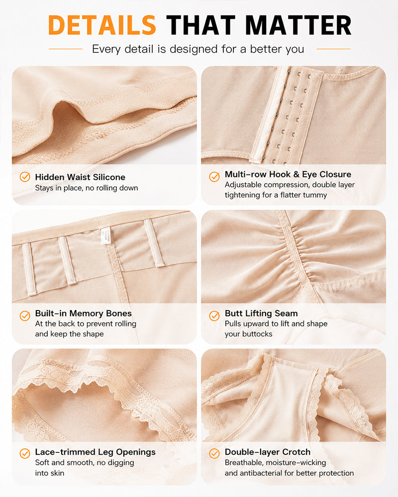 High Waist Hook-eye Tummy Control Mesh Seamless Shaping Panties