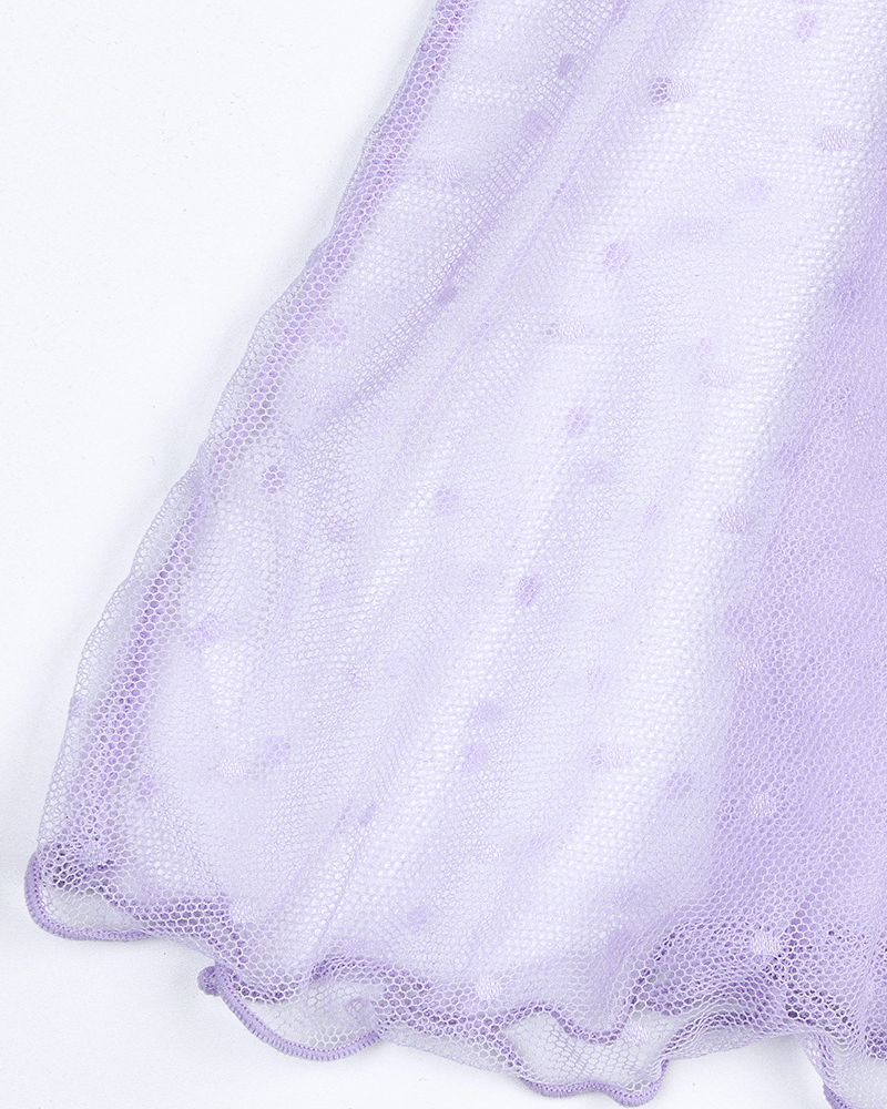Sexy Polka Dot Sheer Mesh Lace Cami Slip Dress