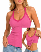 V Neck Cotton with Built-in Bust Support Sleeveless Vest