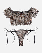 Floral Mesh Ruffle Lingerie Set