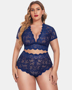 Plus Size Floral Lace Trim Set