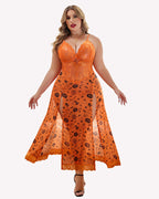 Plus Size Floral Side Slits Nightdress
