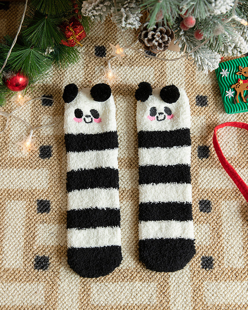 Christmas Coral Fleece Fun Print Warm Socks