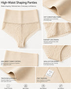 2-Pack High Waist Elastic Tummy Control Lace Hip Lift Shaping Thongs